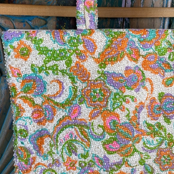 Vintage 70's floral candy dot purse - Picture 2 of 5